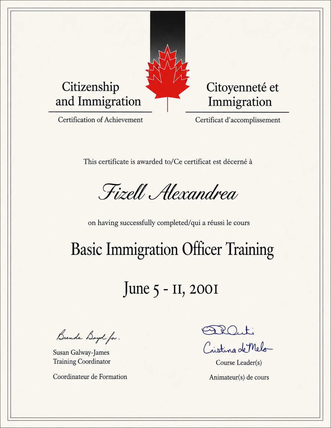 Regulated Canadian Immigration Consultant – IRB certificate